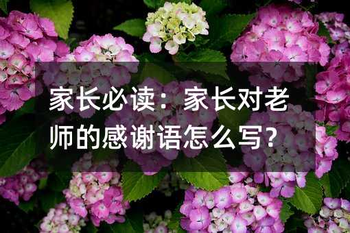 家長必讀:家長對老師的感謝語怎么寫?