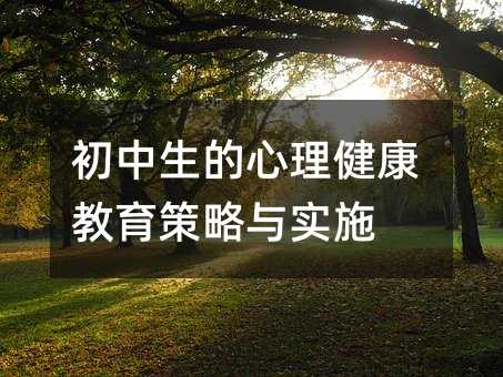 初中生的心理健康教育策略與實施