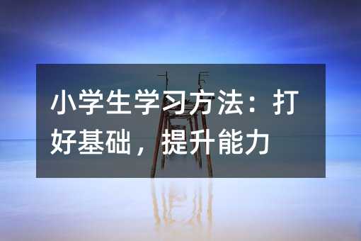小學(xué)生學(xué)習(xí)方法:打好基礎(chǔ),提升能力