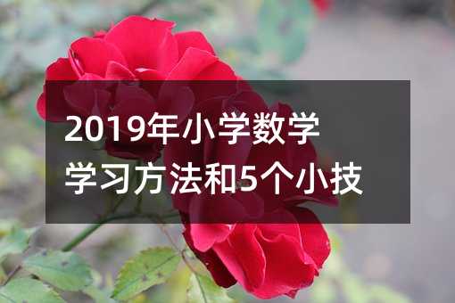 小學數學學習方法和5個小技巧