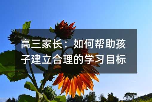 高三家長:如何幫助孩子建立合理的學習目標