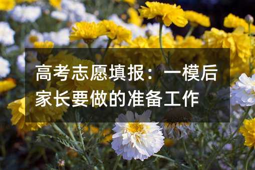 高考志愿填報:一模后家長要做的準備工作
