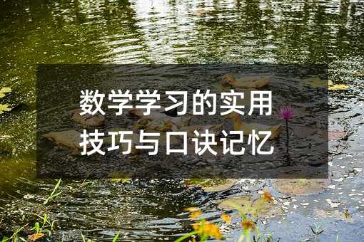數學學習的實用技巧與口訣記憶