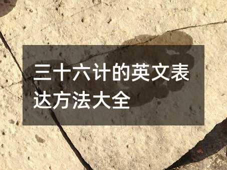 三十六計的英文表達方法大全