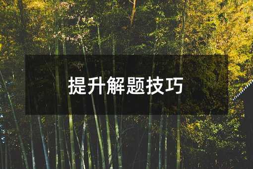 提升解題技巧