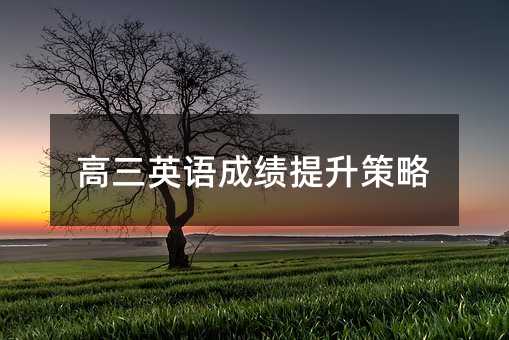 高三英語成績提升策略