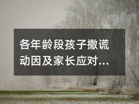 各年齡段孩子撒謊動(dòng)因及家長應(yīng)對(duì)措施