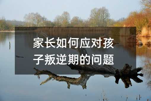 家長如何應對孩子叛逆期的問題