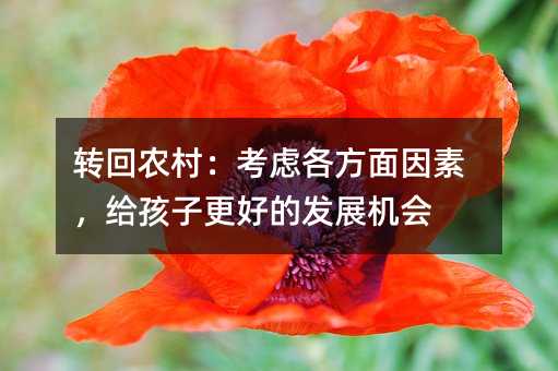 轉回農村:考慮各方面因素,給孩子更好的發展機會
