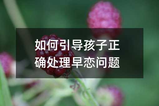 如何引導孩子正確處理早戀問題