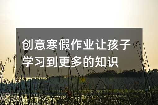 創意寒假作業讓孩子學習到更多的知識