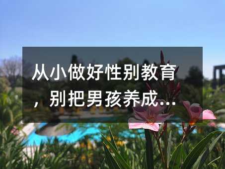 從小做好性別教育,別把男孩養成女孩