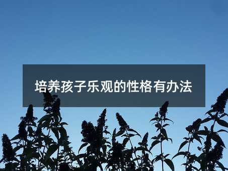 培養孩子樂觀的性格有辦法