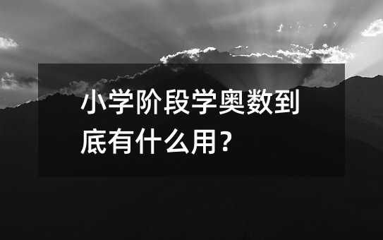 小學階段學奧數(shù)到底有什么用?