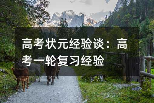 高考狀元經驗談:高考一輪復習經驗