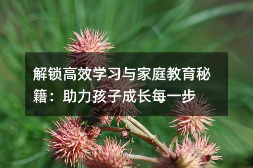 解鎖高效學習與家庭教育秘籍:助力孩子成長每一步
