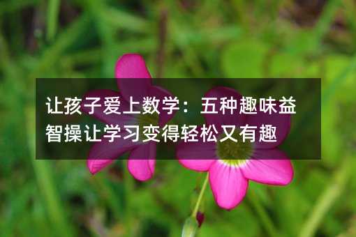 讓孩子愛上數(shù)學(xué):五種趣味益智操讓學(xué)習(xí)變得輕松又有趣