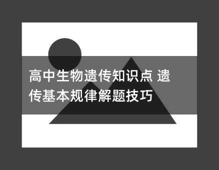 高中生物遺傳知識點 遺傳基本規律解題技巧