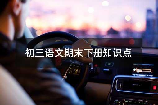 初三語文期末下冊知識點