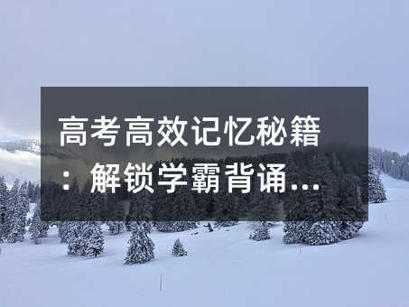 高考高效記憶秘籍:解鎖學(xué)霸背誦法寶