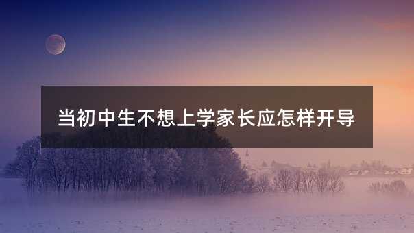當初中生不想上學家長應怎樣開導