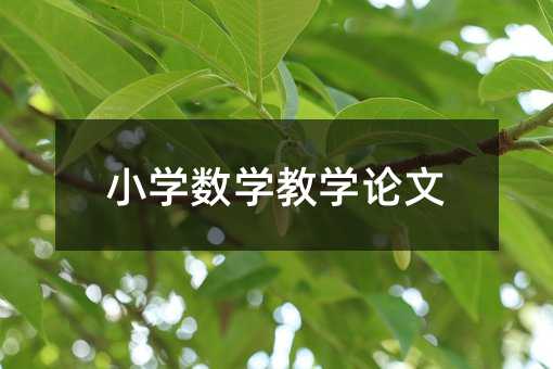 小學(xué)數(shù)學(xué)教學(xué)論文
