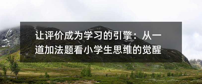 讓評價(jià)成為學(xué)習(xí)的引擎:從一道加法題看小學(xué)生思維的覺醒
