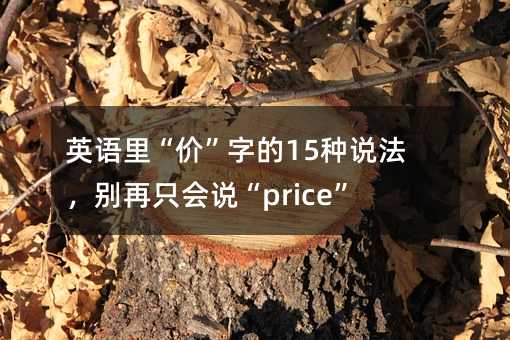 英語里“價”字的15種說法,別再只會說“price”了