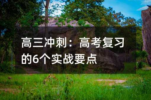 高三沖刺:高考復(fù)習(xí)的6個實戰(zhàn)要點