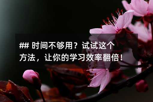 ## �r(sh��)�g�����ã�ԇԇ�@��(g��)������׌��ČW(xu��)��(x��)Ч�ʷ�����