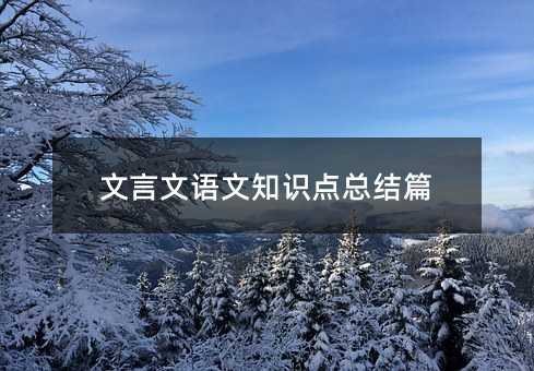 文言文語文知識點總結篇