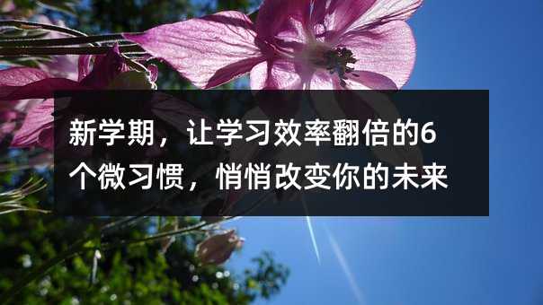 新學(xué)期,讓學(xué)習(xí)效率翻倍的6個微習(xí)慣,悄悄改變你的未來