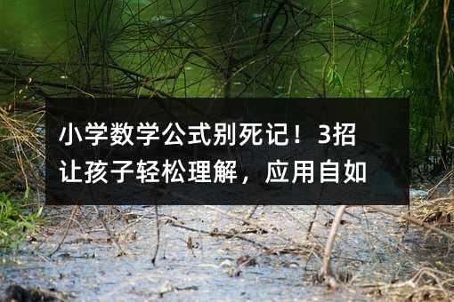 小學數學公式別死記!3招讓孩子輕松理解,應用自如