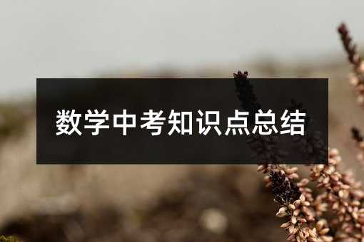數學中考知識點總結
