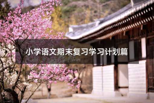 小學語文期末復習學習計劃篇